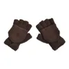 Luxury-Winter Women Plus Velvet Thicken Half-finger Flip Keep Warm Plush Soft Half Finger Gloves Mittens