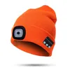Beanie / Skull Caps LEDのヘッドライトのライト付きキャップ充電式ワイヤレス冬の暖かいニットSMR88を持つBluetooth Befie Hat