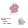 Tag de cão, cartão de identificação Suprimentos Pet Home Jardim personalizado Tags gravado Cat filhote de cachorro ID Nome Colar Tag Acessórios Pingente Osso / Glitter Drop