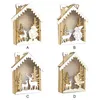 Christmas Decorations 2021 Tree Wooden Embellishment Hut With Light Hanging Ornaments Holiday Gift1