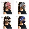 Sport Headbands med ansiktsmask Elastisk knapp Huvudband Facemask 2PCS Set Kvinnor Stora tjejer Julklapp Floral Camo 19 Designs DW6180