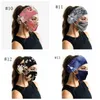 Fasce sportive con maschera facciale Bottone elastico Fascia per la testa Maschera facciale 2 pezzi Set Donna Grandi ragazze Regalo di Natale Floreale Camo 19 Disegni DW6180