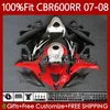 Carénages de moulage par injection pour HONDA CBR 600CC 600 RR CC F5 600F5 2007 2008 Corps 70No.96 CBR-600 CBR600 RR CBR 600RR 07-08 CBR600F5 CBR600RR 07 08 Rouge blanc blk Carrosserie OEM