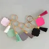 5cm Quatro Folha Trevo Keyring Favor De Camurça Tassel Keychain Liga de Zinco Quatrefoil Forma Jóias Charme