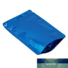 100PCs Blue Stand Up Glossy Aluminium Folie Zip Lås Återanvändbar Förpackning Väska Värme Tätning Te pulver Storage Bag