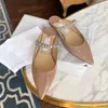 Summer Women's Sandals Bing Crystal Straps Dress Shoes Elegant High Heels Sexig Point Toe Slippers Lady Bridal Wedding Party Luxury Pumps Nude Black EU34-43