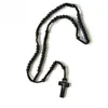 Ретро стиль мужчин женщин католический Христос деревянный розарий бусин крест подвеска тканые веревочки ожерелье 2021