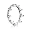 Band Rings New 925 Sterling Silver Classics Openwork Linked Love Heart Princess Tiara Royal Crown for Women Gift Pandora Jewelry