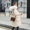 Chaqueta de invierno para mujer Algodón Acolchado Cálido Espesar Cuello de piel grande Señoras Abrigos nuevos largos Parka Chaquetas para mujer 201019