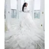 Африканские роскоши с длинными рукавами плюс размер арабский русалка свадебное платье с меткамируемым поездом Deep V-образным вырезом Черная девушка кружева свадебное платье