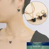 Papillon collier boucles d'oreilles ensemble de bijoux femmes belle acrylique papillon Double couches collier cerceau boucles d'oreilles bijoux livraison directe