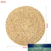 4Pcs Natural Handmade Straw Woven Placemat Round Braided Placemat Mat Table Mat8270073