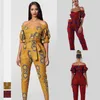 African Dresses for Women 2020 New Ladies Dashiki Print Shoulder Off Ankara Style Trousers Fashion Robe Africaine Jumpsuit Party LJ200826