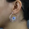 Nowy Niebieski Wyczyść Cubic Cyrkonia CZ Moda Kobiety Biżuteria Sparking Bling 5a Starbrust Northstar Geometryczny koło Kolczyk obręcze