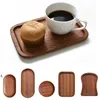 Wooden Tray Beech Home Dishes Dining Plate Walnut Color Party Restaurant Decoration Dessert Plate RRB13167