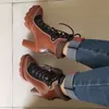 Perixir Spring Autumn Fashion Platform Ankle Boots Women 12cm厚さのかかとプラットフォームブーツレディースワーカーブーツブラックブラウンシューズ201106
