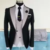 Męskie garnitury Blazers 2021 Najnowsze Design Grey Różowy Z Czarnym Ślubem Dla Mężczyzn Slim Fit Groom Man Party Suit Tuxedo 3 Sztuka Mens Blazer Jacke