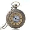 Pocket Watches Retro Bronze Hollow Flip Quartz Watch Roman Numerals Gold Dial Fashionable And Durable Chain Pendant Necklace Gifts246n