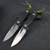 Coltello dritto di sopravvivenza di alta qualità Acciaio D2 Nero / Bianco Stone Wash Drop Point Lama Full Tang G10 Coltelli fissi con fodero Kydex