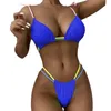 Mulheres Bikinis Girls Swimsuits Push Up Up Swimwear Halter Halter Baixa Bandagem Bandagem de Três Pontos Buos de Backini Conjunto 6 Cor 6 Cor 6