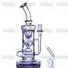 12 inch Blue Purple Unquie Shisha Bubbler Dab Rigs Recyler Glass Water Bong New Arrvial fab egg Smoking Bong with 14 mm banger