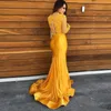 الأصفر اللون الخامس الرقبة فساتين السهرة طويلة الأكمام الطابق طول العطلات حزب أثواب vestidos دي فييستا مخصص