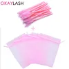 OkayLash Partihandel Färgrik Drawstring Organza Eyelash Packaging Bag Mascara Wands Applicators Bulk Makeup Lash Packing Baggie