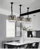 Lampadario moderno nero lampade illuminazione per sala da pranzo cucina di lusso isola lampadari catena di cristallo decorazione della casa lustri cristal