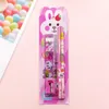 5PC / SET KAWAII STATIONERY SET PEN PEN Sharpener Eraser Ruler Sets Julklapp till barnskolans kontor Skriva leveranser 0857