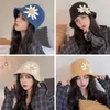 Wide Brim Hats Big Daisy Women's Winter Soft Wool Hand Knit Bucket Hat Cap Beanie268O