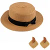 Parent child Beach Hat Female Casual sun Hats Lady Women Flat brim Bowknot Straw cap girls Sun Hat6091827298e