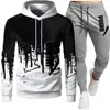 Casual Tracksuit Homens 2 Peças De Conjuntos Com Capuz Suorshirts Primavera Roupas Masculinas Pullover Hoodies Pants Suit Ropa Hombre Plus Size C1116