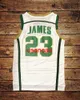 LeBron 23 James Basketball Jersey St. High School Irish Retro Jerseys cosidos blanco amarillo verde