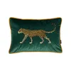 Gepard haftowa poduszka poduszka poduszka osłona aksamitna dżungla cojines decorativos para sofa zielona poduszki poduszki Coussin9035231