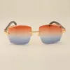 Lunettes de soleil haut de gamme 3524014 avec des lunettes naturelles texturées texturées texturées et lunettes de gravure, 58-18-140mm