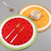 Pp tissé rond de table ronde de dessin animé gastronomie cock-bol melon de lit melon de citron boire coasters accessoires de cuisine décor à la maison