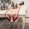 Table Skirt Runner With Fringe Christmas Embroidered Elk Design Tablecloth Kitchen Dining Decoration Durable Placemat