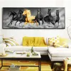 Prairie Six Horses Gold and Black Animals Oil Painting on Canvas Posters and Prints Cuadros Wall Art Pictures For Living Room5203547