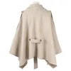 DEAT Automne Mode Femmes Manteau de laine Cape Lâche Lacets Chaud Épaissi Solide Casual Drop-épaule Slim TX029 201215