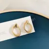 Orecchini a bottone in metallo geometrici classici coreani per le donne Orecchini a cerchio in oro piccolo e grande alla moda per ragazze, regalo di gioielli di moda