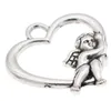 100pcs / lot antikvitet silverpläterad ängel vingar cupid kärlek hjärta charm hängsmycke armband halsband smycken gör hantverk diy 20x18mm