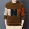 New Autumn and Winter Korean Sweater Men's Color-blocking Pullover Long-sleeved Fashion Urban Round Neck Men's Sweater
