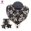 Women Accessories Wedding Bridal Gold Color Statement Crystal Flower Pendant Necklace Earring Party Jewelry Set 2012228706676