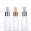 15ml Clear Frosted Glass Dropperflaska Kosmetiska 15 ml Essential Oil Glass Flaskor med guld Silver Black Cap