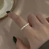 Minimalistische Multi Bead Zoetwaterparel Geometrische Ringen Damesvinger Sieraden Mode Verstelbare Elastische Ring