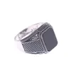 Bröllopsringar Retro Handgjorda 1pc Vintage Black Square Ring Punk för Män Anniversary Gift Smycken