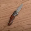 High End Damascus Flipper складной лезвие нож VG10 Damascus стальной лезвие розового дерева + стальная ручка листа EDC карманные подарочные ножи