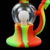 MOQ=10 Silicone Hookahs tobacco glow in the dark 7.4 inches Smoking Glass Water Bongs oil rigs pipe