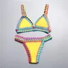 Dambaddräkter Virkade för Kvinnliga Stickade Baddräkter Neopren Bikini Strandkläder Boho Style Baddräkt Tvådelade Baddräkter