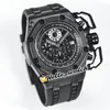 JFF Nouveau processus CNC en acier noir PVD ETA A7750 26165 Chronographe automatique Montre pour homme Cadran texturé noir Chronomètre en caoutchouc Sport Hello_Watch